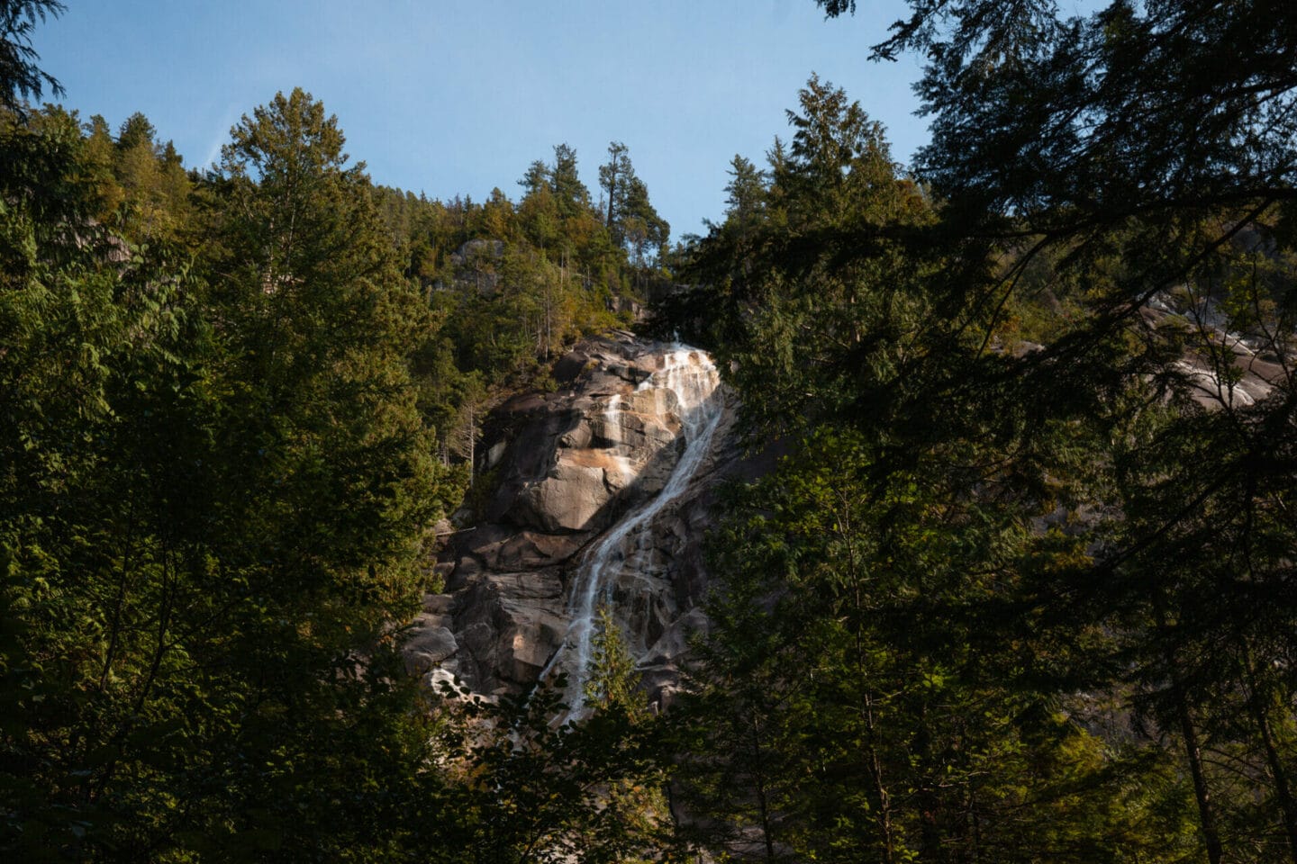Shannon Falls trail in Squamish near Vancouver