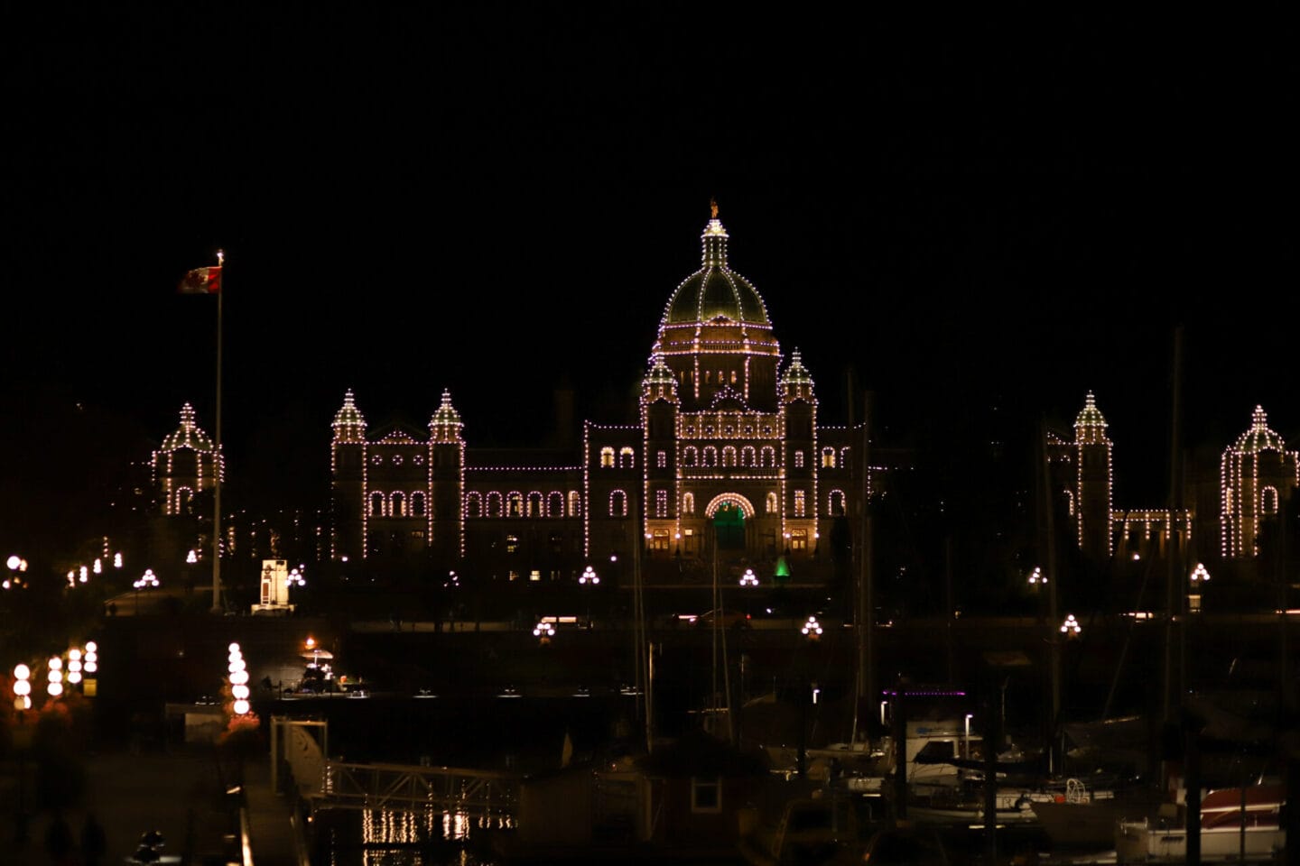 Parliament Buildings in Victoria BC at night