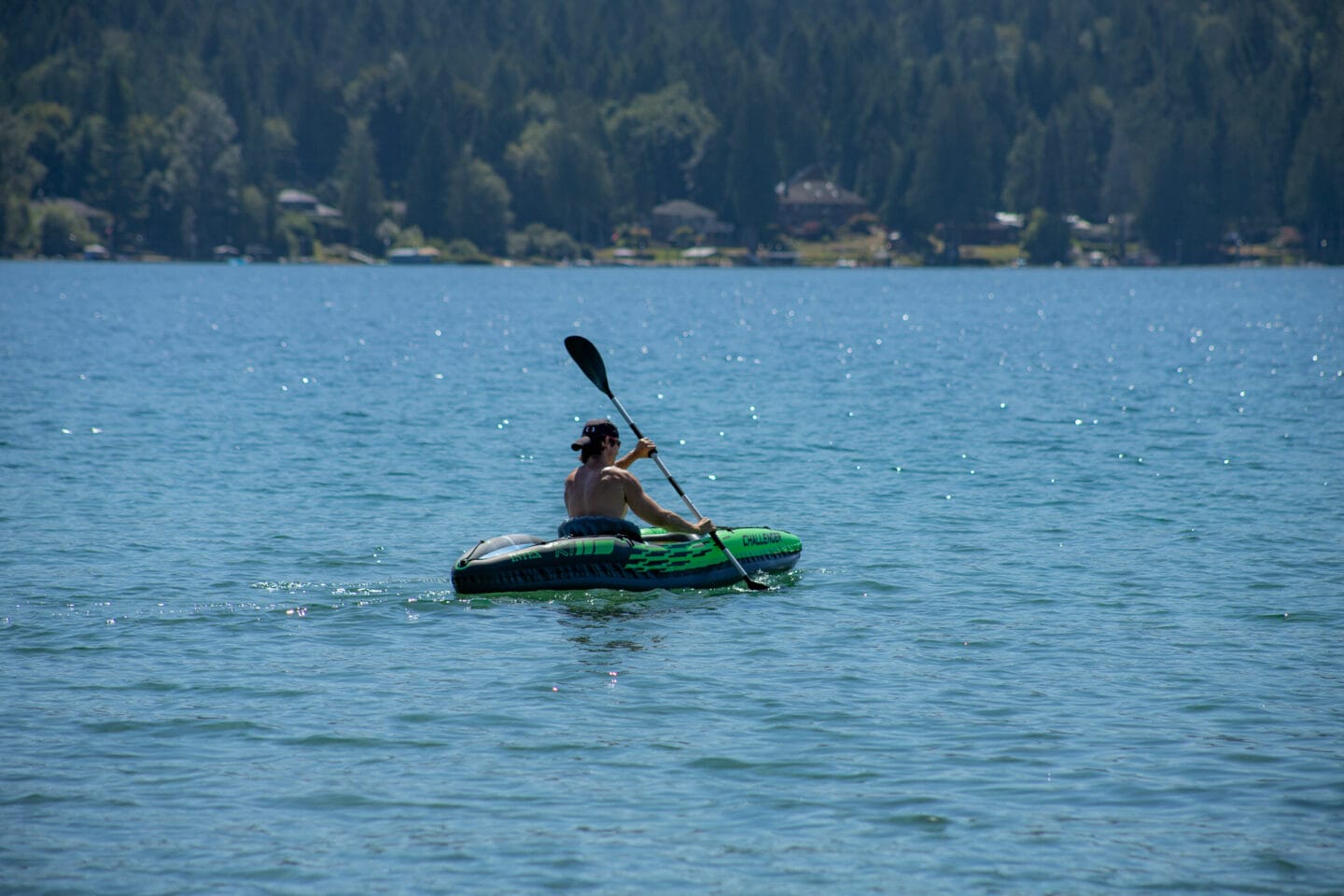 Testing out our kayaks on Sproat Lake on Vancouver Island